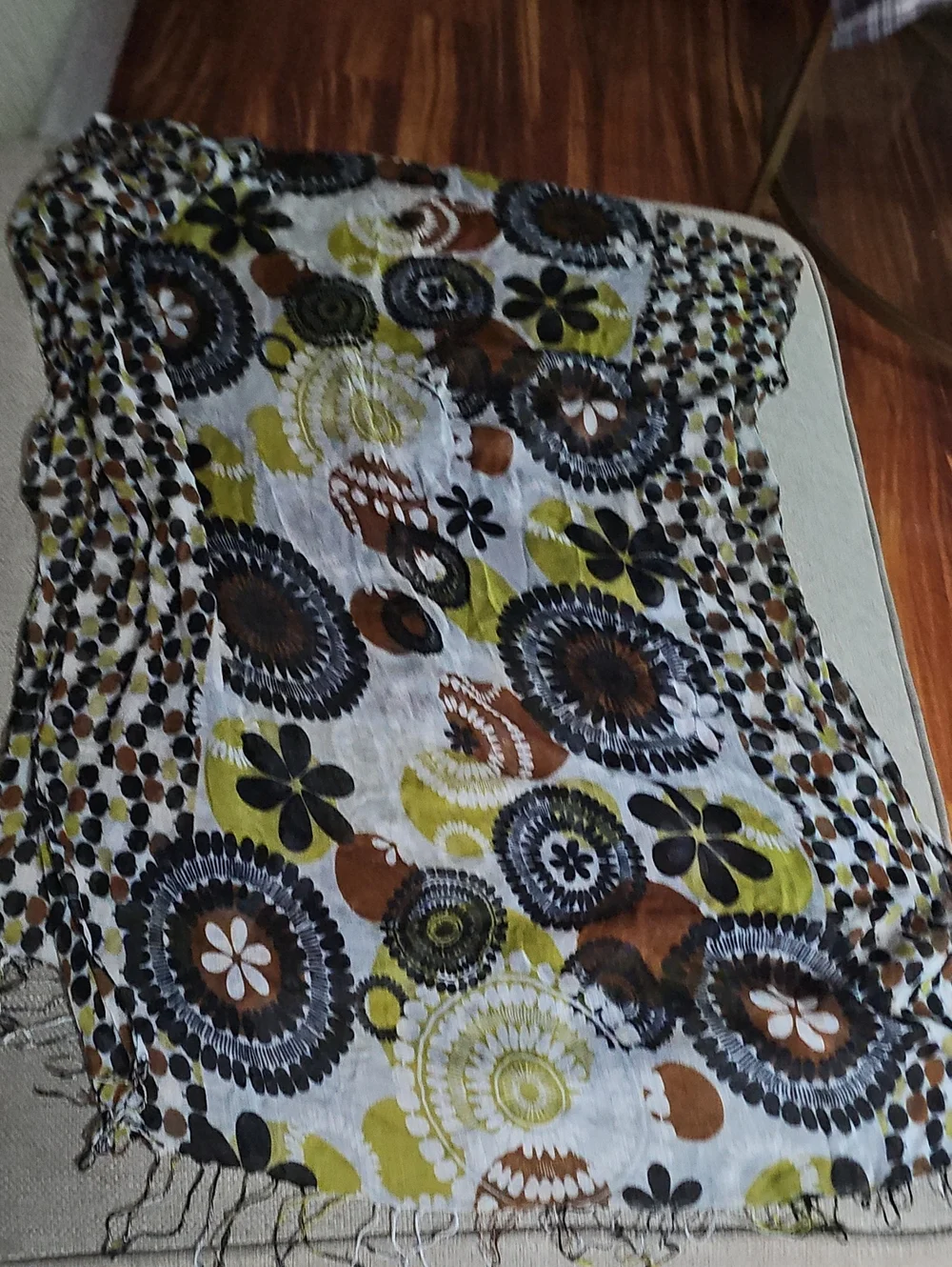 Vera Bradley Cocoa Moss Floral  Lightweight Soft Fringe  Scarf Multi  NWT